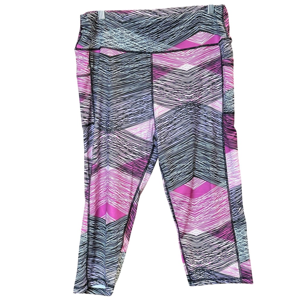 Women's 2XL‎ Stretchy High-Waisted Abstract Print Yoga Pants Mid-Calf Workout